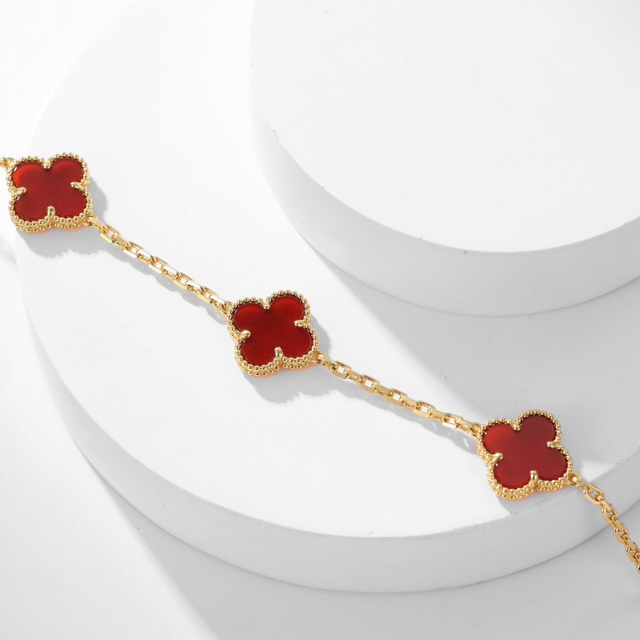 [Love Lucky]CLOVER 10 MOTIFS CARNELIAN NECKLACE