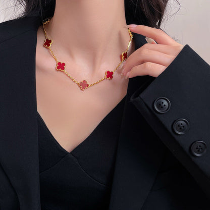 [Love Lucky]CLOVER 10 MOTIFS CARNELIAN NECKLACE