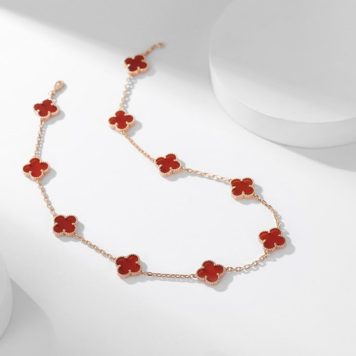[Love Lucky]CLOVER 10 MOTIFS CARNELIAN NECKLACE