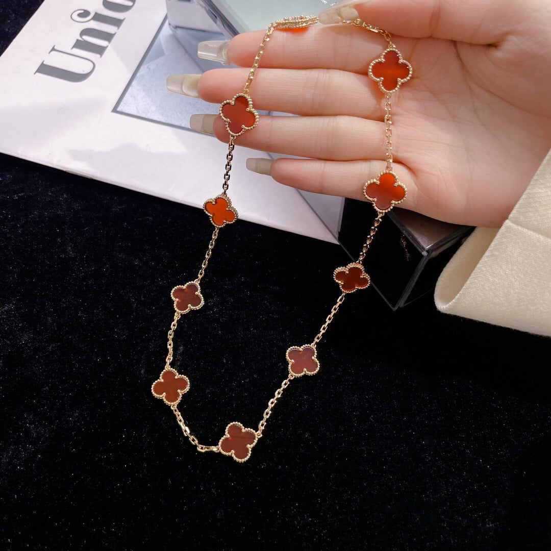 [Love Lucky]CLOVER 10 MOTIFS CARNELIAN NECKLACE
