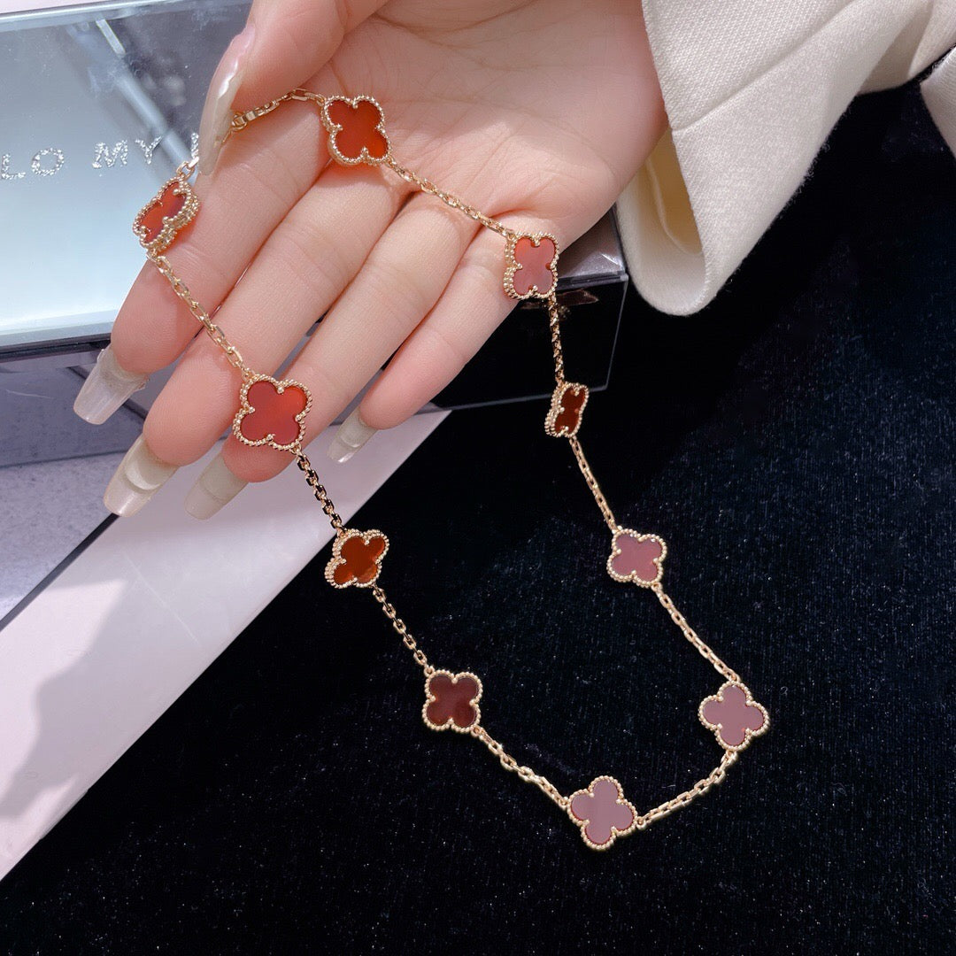 [Love Lucky]CLOVER 10 MOTIFS CARNELIAN NECKLACE