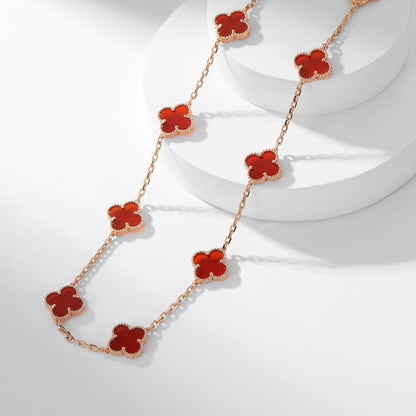 [Love Lucky]CLOVER 10 MOTIFS CARNELIAN NECKLACE