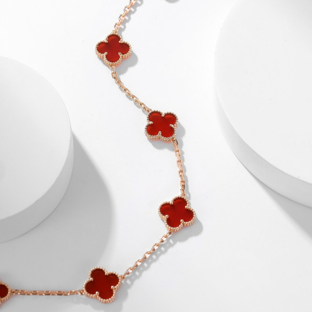 [Love Lucky]CLOVER 10 MOTIFS CARNELIAN NECKLACE