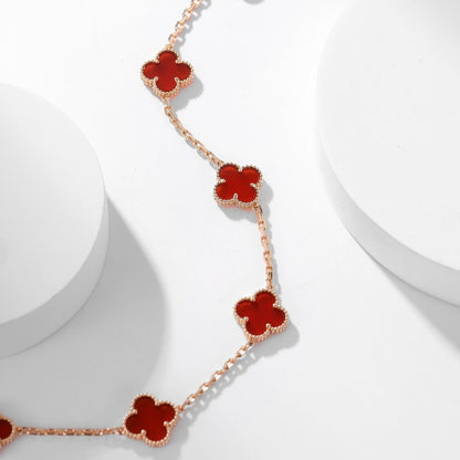 [Love Lucky]CLOVER 10 MOTIFS CARNELIAN NECKLACE