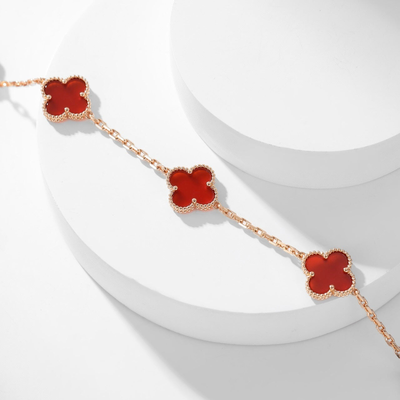 [Love Lucky]CLOVER 10 MOTIFS CARNELIAN NECKLACE