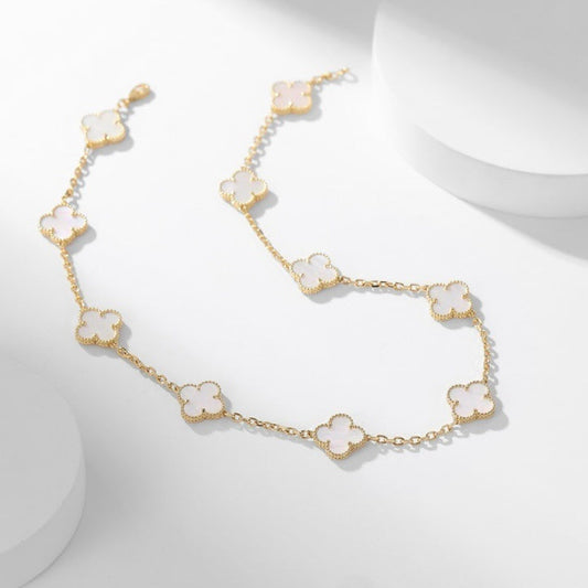 [Love Lucky]CLOVER 10 MOTIFS WHITE MOTHER OF PEARL NECKLACE
