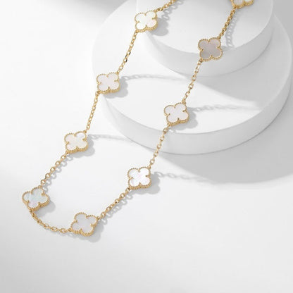 [Love Lucky]CLOVER 10 MOTIFS WHITE MOTHER OF PEARL NECKLACE