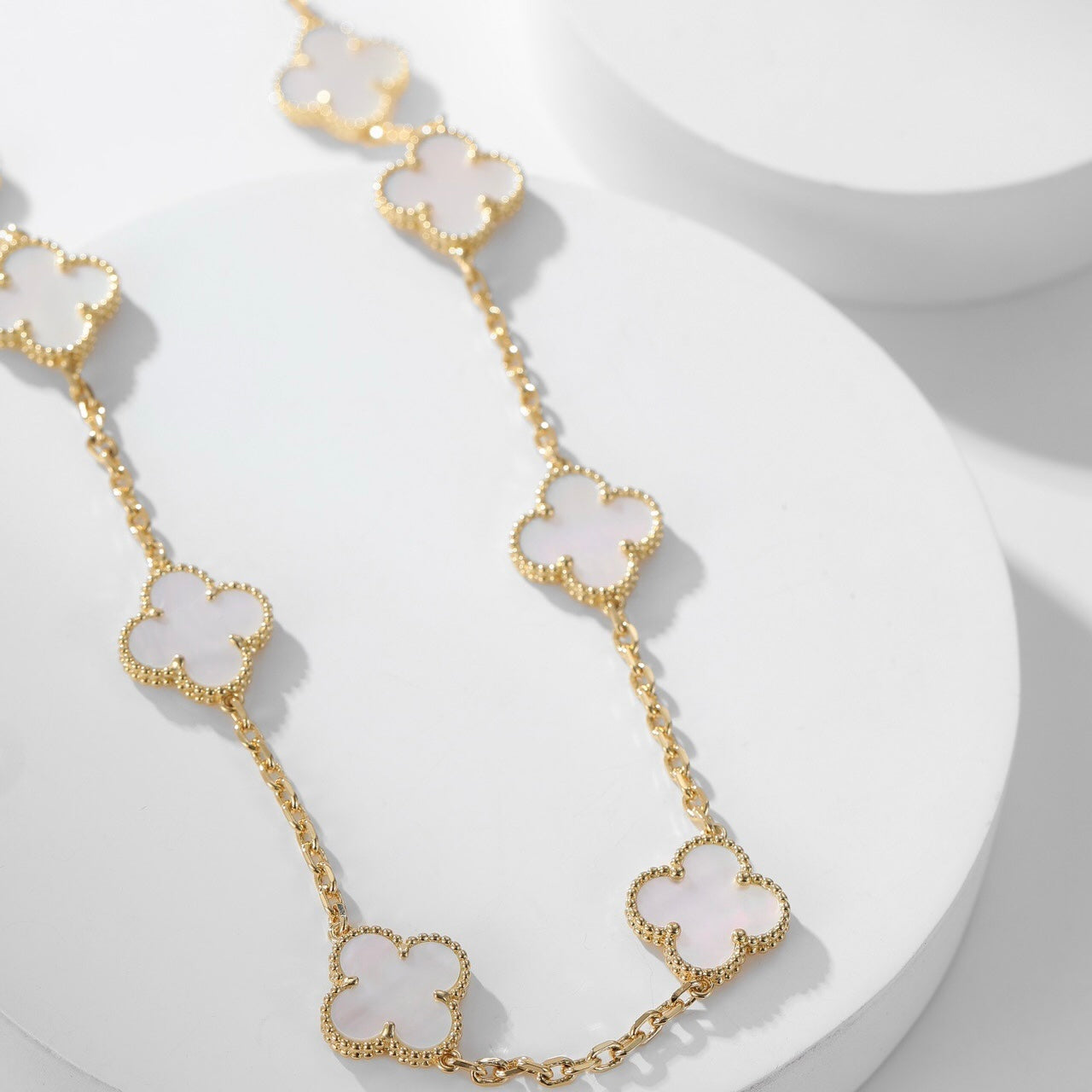 [Love Lucky]CLOVER 10 MOTIFS WHITE MOTHER OF PEARL NECKLACE