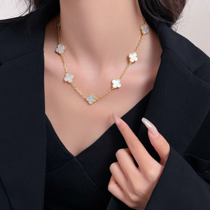 [Love Lucky]CLOVER 10 MOTIFS WHITE MOTHER OF PEARL NECKLACE