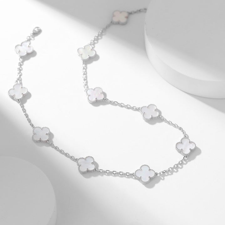 [Love Lucky]CLOVER 10 MOTIFS WHITE MOTHER OF PEARL NECKLACE