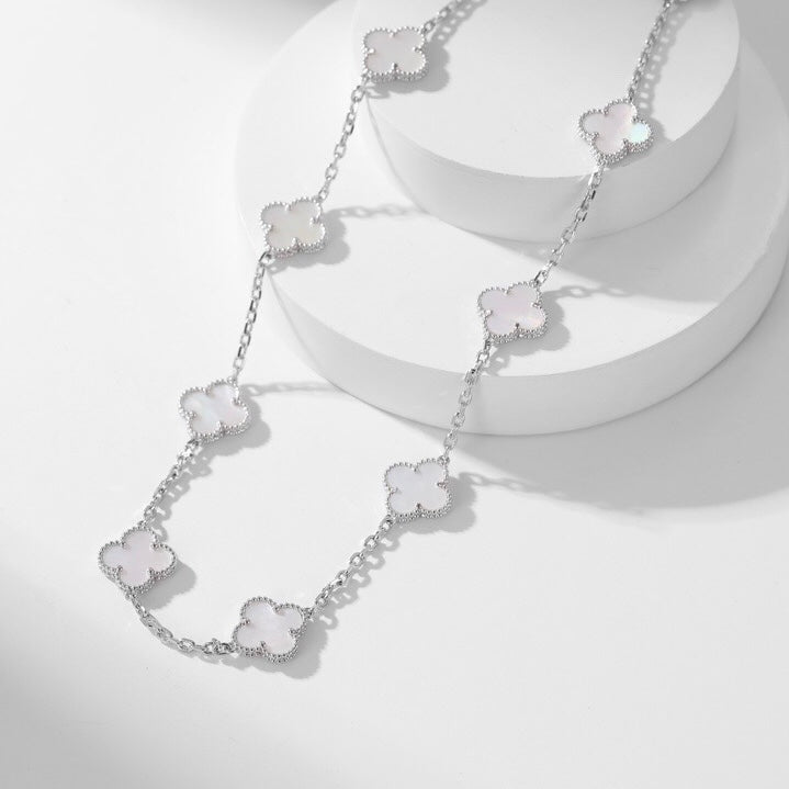 [Love Lucky]CLOVER 10 MOTIFS WHITE MOTHER OF PEARL NECKLACE