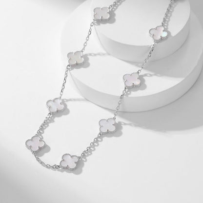 [Love Lucky]CLOVER 10 MOTIFS WHITE MOTHER OF PEARL NECKLACE