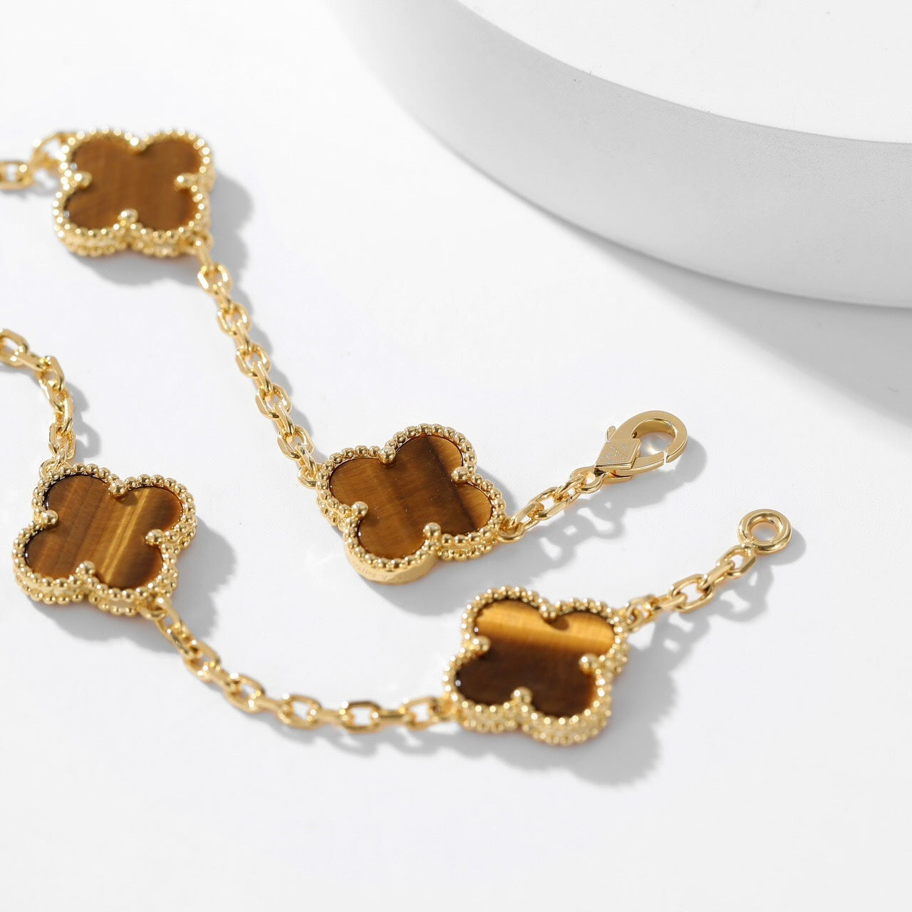 [Love Lucky]CLOVER 10 MOTIFS TIGER EYE NECKLACE