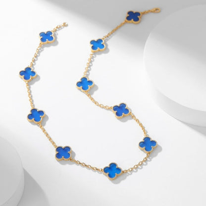 [Love Lucky]COLLANA CLOVER 10 MOTIVI IN AGATA BLU