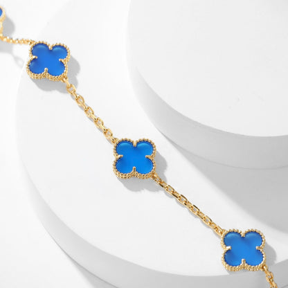 [Love Lucky]COLLANA CLOVER 10 MOTIVI IN AGATA BLU