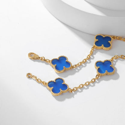 [Love Lucky]CLOVER 10 MOTIFS BLUE AGATE NECKLACE
