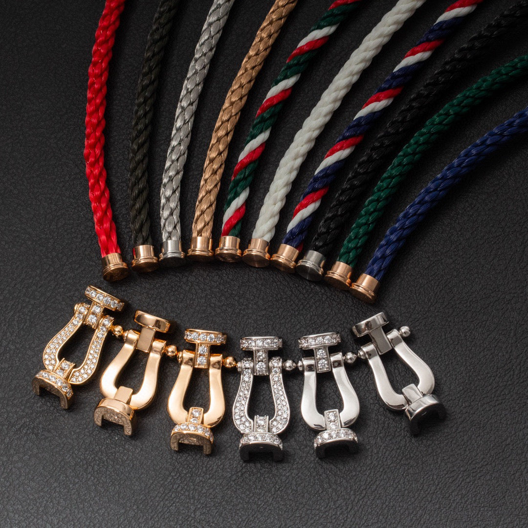 [Love Lucky]FORCE LARGE HORSESHOE HALF DIAMOND BRACELET ROSE GOLD