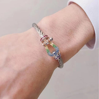 [Love Lucky]FORCE LARGE HORSESHOE  COLORED DIAMOND BRACELET ROSE GOLD
