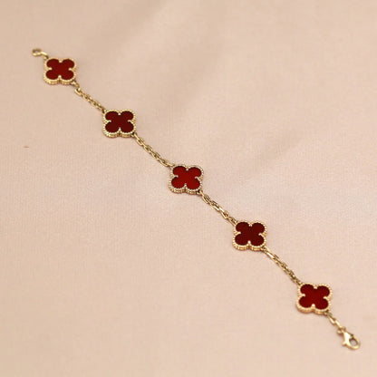 [Love Lucky] CLOVER 5 MOTIF RED CORNELIAN BRACELET COLLECTION