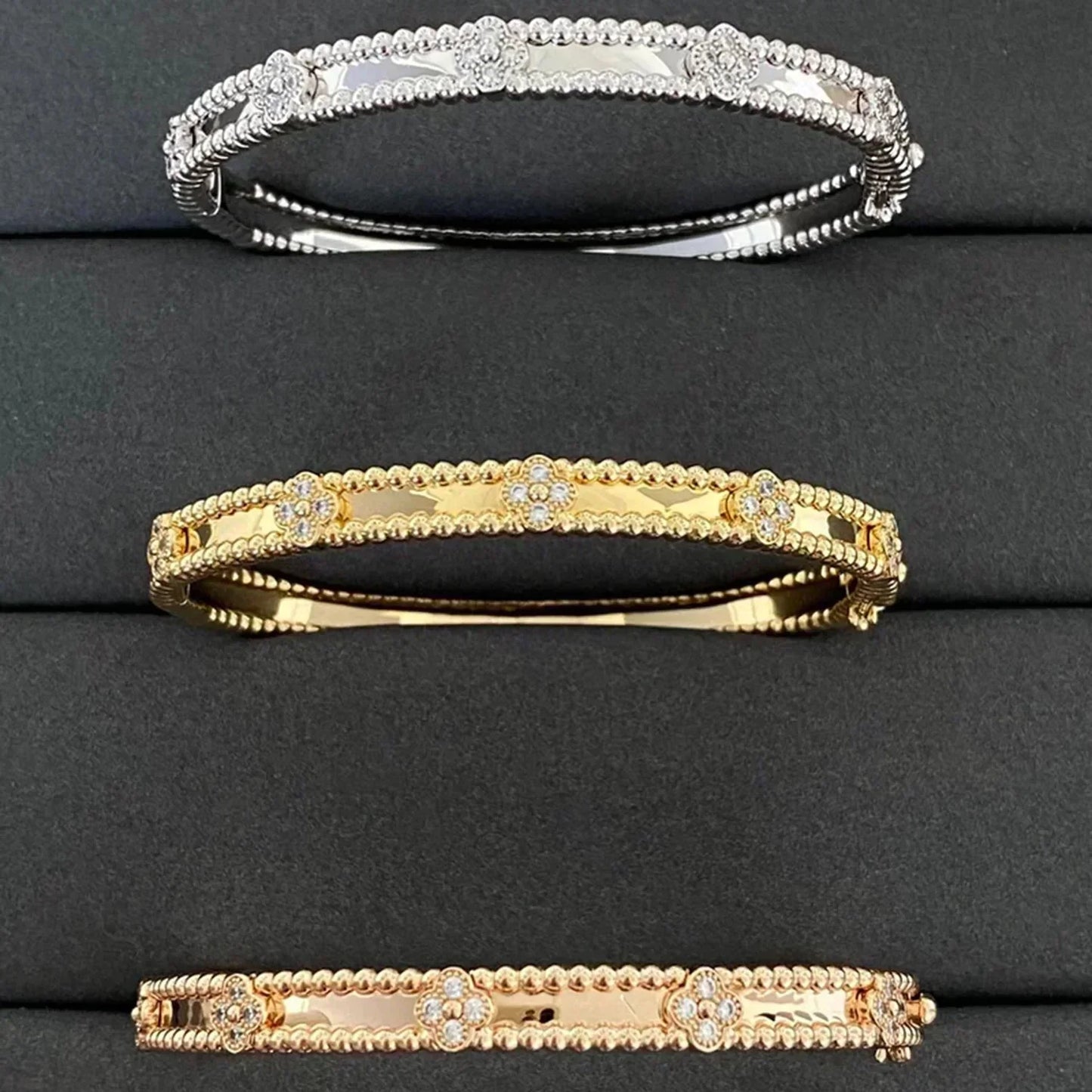 [Love Lucky]CLOVER ARMBAND 4MM DIAMANTEN