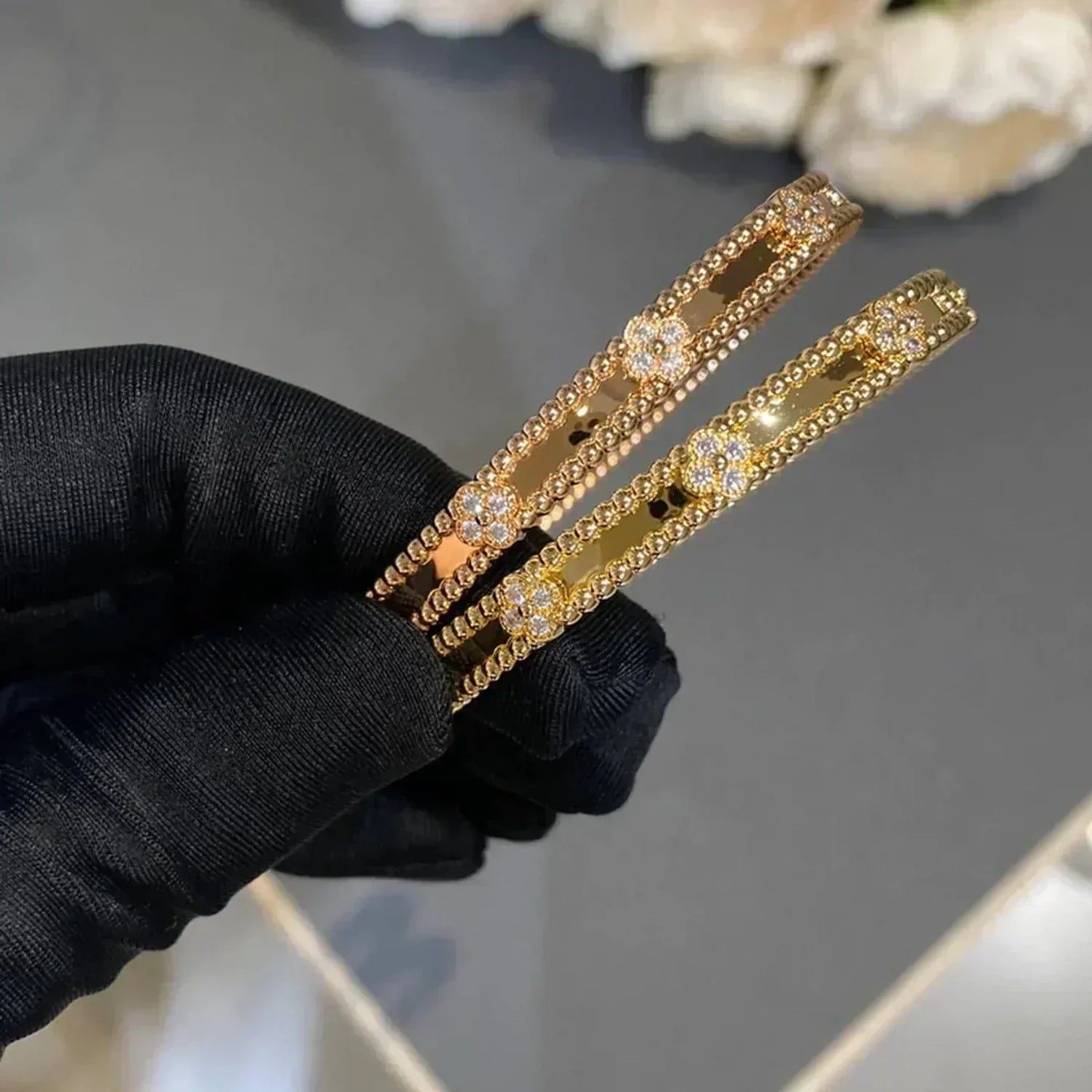 [Love Lucky]CLOVER ARMBAND 4MM DIAMANTEN