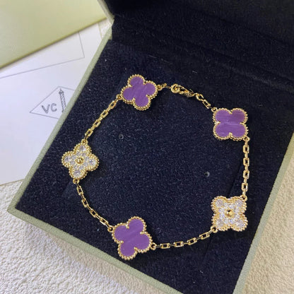 [Love Lucky] CLOVER 5 MOTIF VIOLET BRACELET COLLECTION