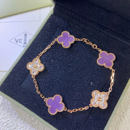 [Love Lucky] CLOVER 5 MOTIF VIOLET BRACELET COLLECTION