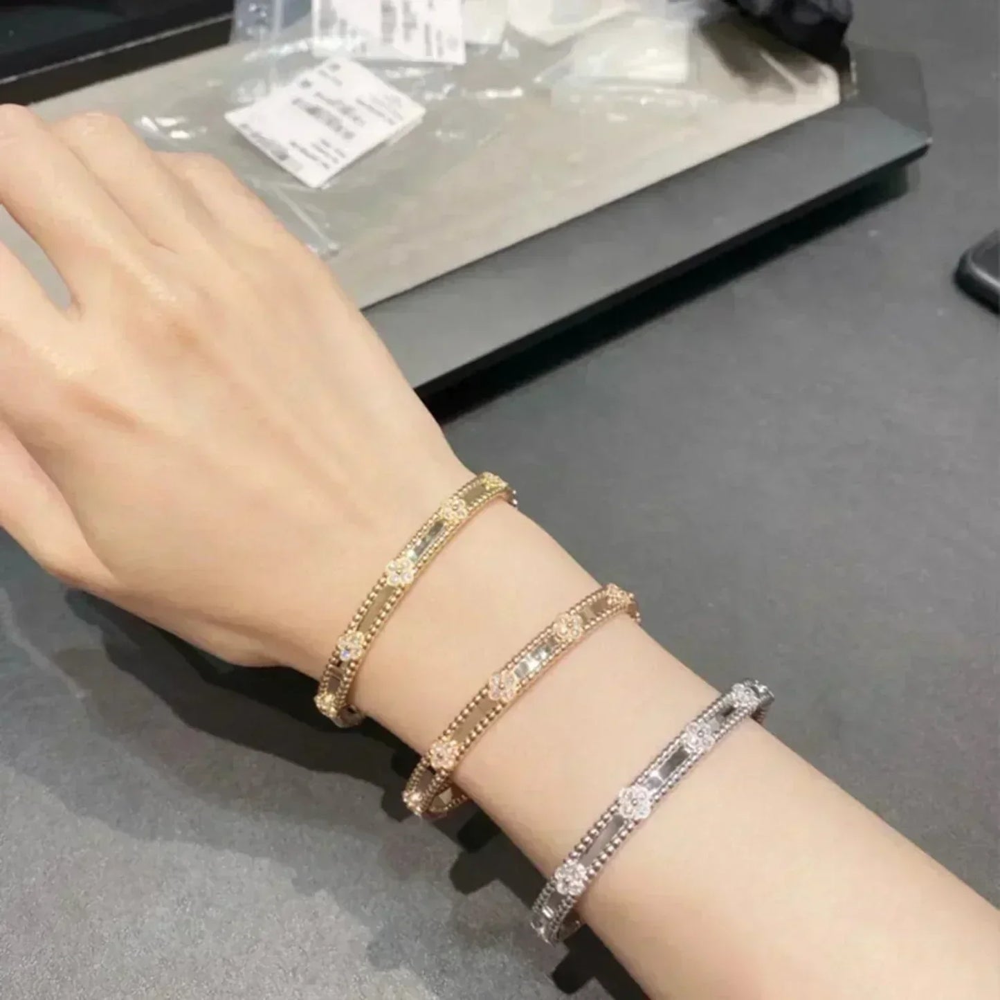 [Love Lucky]CLOVER ARMBAND 4MM DIAMANTEN
