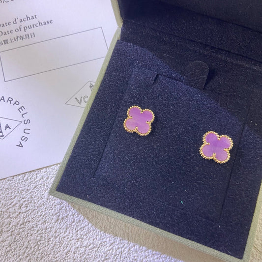 [Love Lucky]CLOVER MINI 9.5MM  PURPLE VIOLET EARRINGS