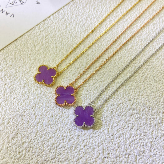 [Love Lucky] COLLAR DE TRÉBOL VIOLETA PÚRPURA DE 15 MM