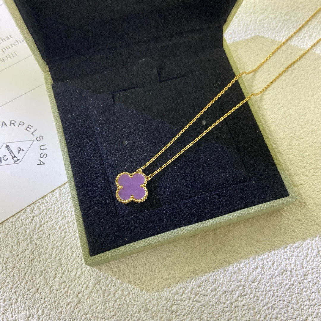 [Love Lucky] COLLAR DE TRÉBOL VIOLETA PÚRPURA DE 15 MM