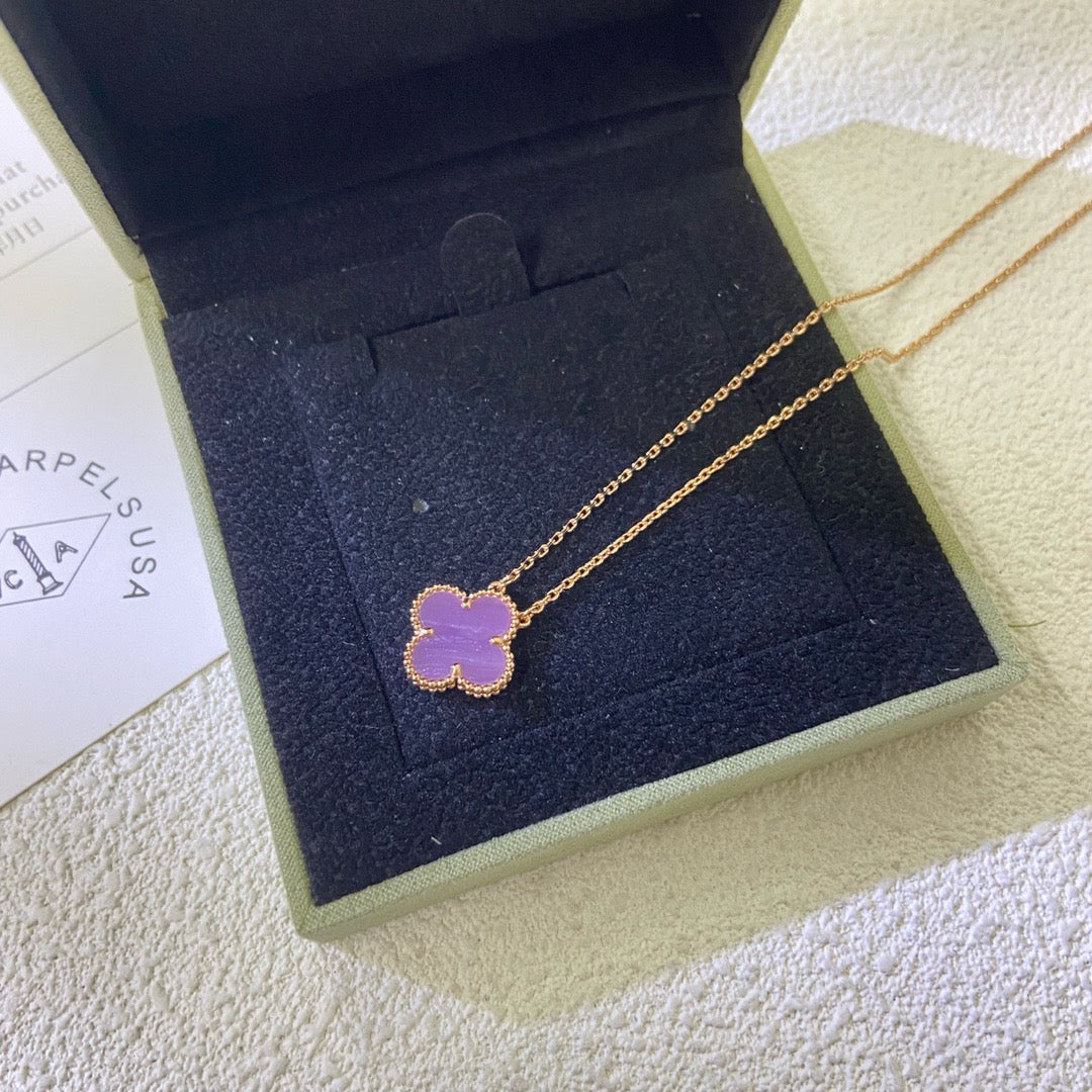 [Love Lucky] COLLAR DE TRÉBOL VIOLETA PÚRPURA DE 15 MM