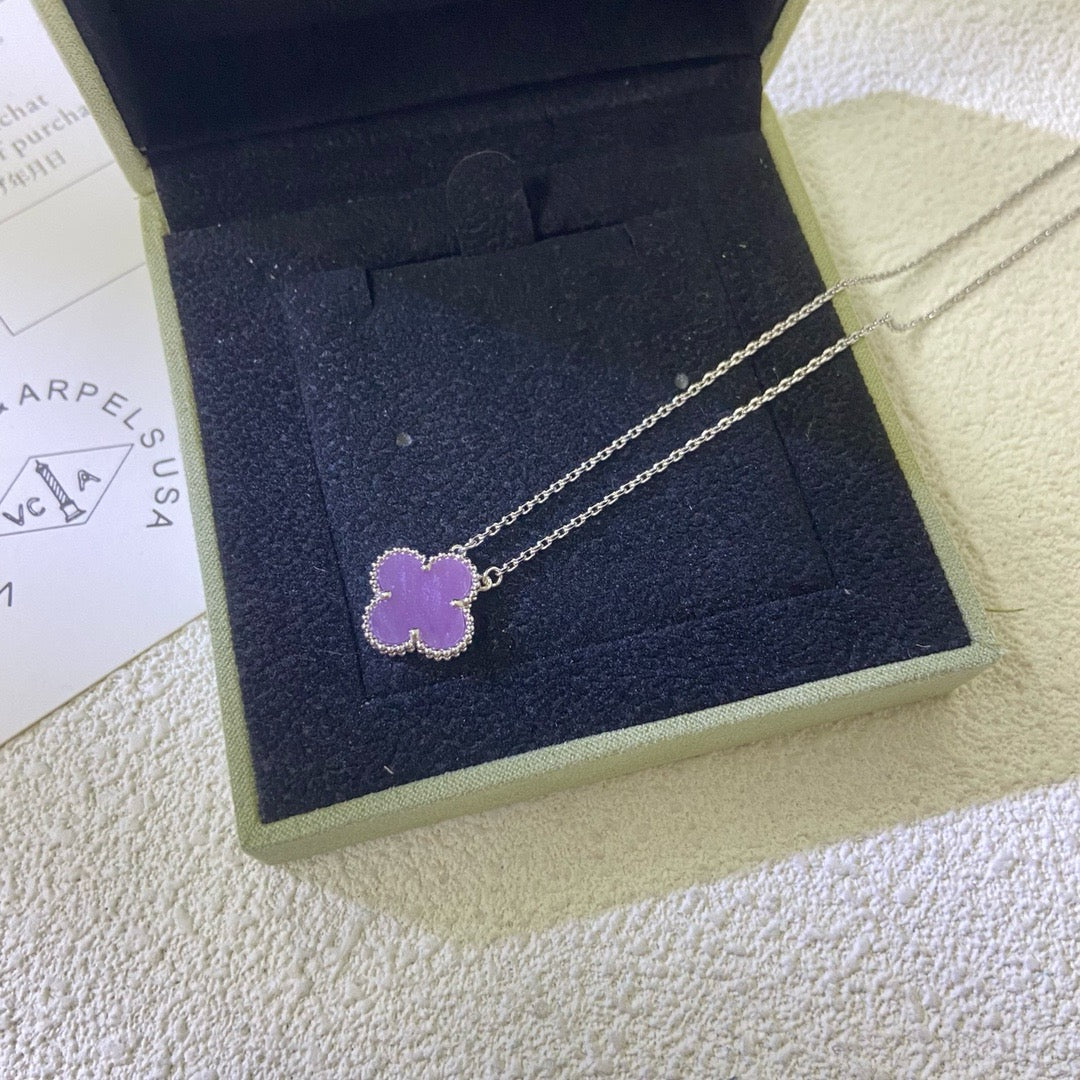 [Love Lucky] COLLAR DE TRÉBOL VIOLETA PÚRPURA DE 15 MM