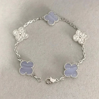 [Love Lucky] CLOVER 5 MOTIF PURPLE CHALCEDONY BRACELET COLLECTION