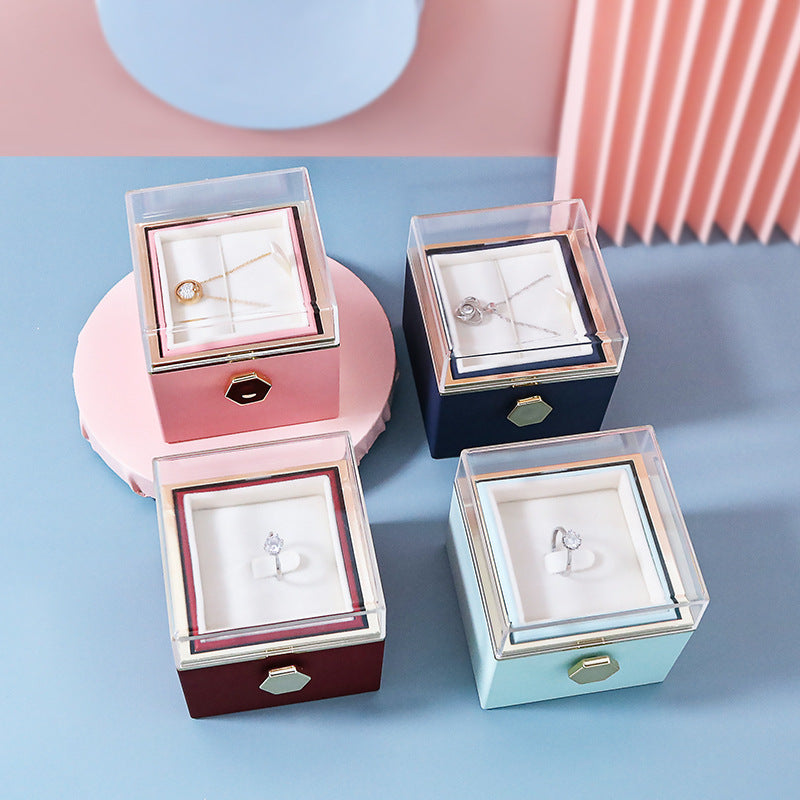 COFFRET CADEAU À BIJOUX AVEC ROSE ÉTERNELLE ROTATIVE (SANS LOGO)