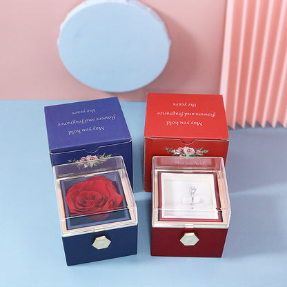 COFFRET CADEAU À BIJOUX AVEC ROSE ÉTERNELLE ROTATIVE (SANS LOGO)