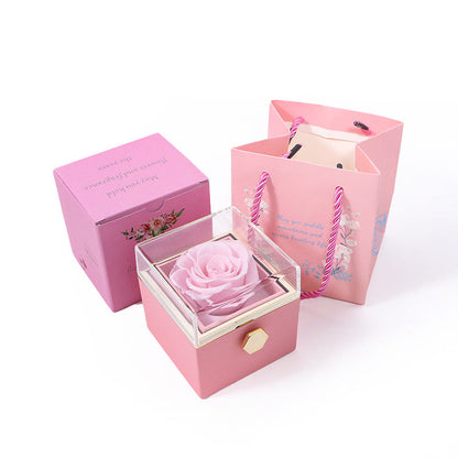 COFFRET CADEAU À BIJOUX AVEC ROSE ÉTERNELLE ROTATIVE (SANS LOGO)