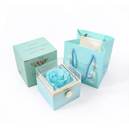 COFFRET CADEAU À BIJOUX AVEC ROSE ÉTERNELLE ROTATIVE (SANS LOGO)