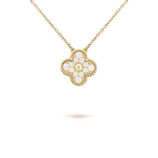 [Love Lucky]COLLAR DE FLOR INDIVIDUAL CON DIAMANTE DE 15 MM DE TRÉBOL