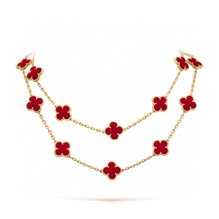 [Love Lucky]CLOVER 20 MOTIFS CARNELIAN NECKLACE