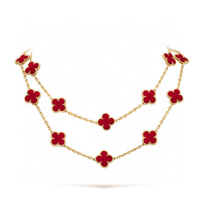 [Love Lucky]CLOVER 20 MOTIFS CARNELIAN NECKLACE