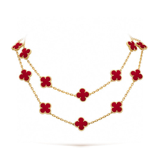 [Love Lucky]CLOVER 20 MOTIFS CARNELIAN NECKLACE
