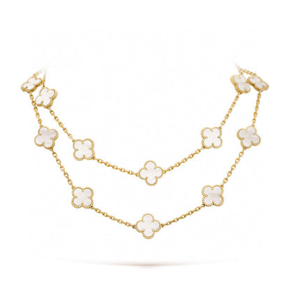 [Love Lucky] COLLAR DE NÁCAR BLANCO CON 20 MOTIVOS DE TRÉBOL