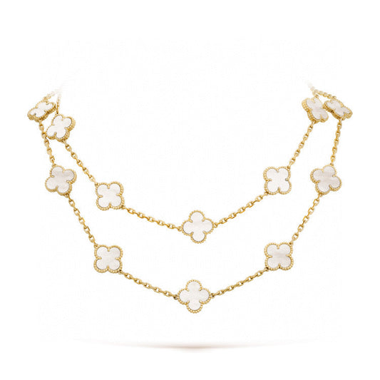 [Love Lucky]COLLIER CLOVER 20 MOTIFS NACRE BLANCHE