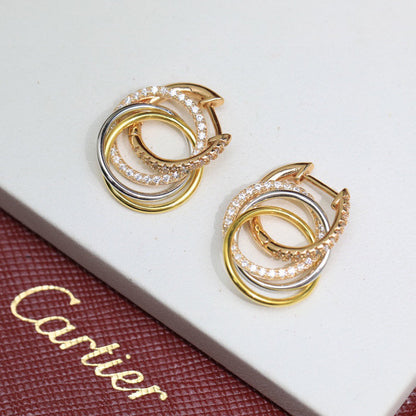 [Love Lucky]TRINITY HALF DIAMOND  EARRINGS