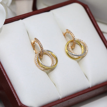 [Love Lucky]TRINITY HALF DIAMOND  EARRINGS