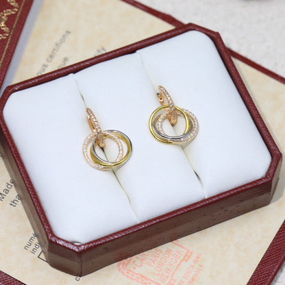 [Love Lucky]TRINITY HALF DIAMOND  EARRINGS