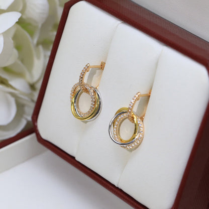 [Love Lucky]TRINITY HALF DIAMOND  EARRINGS
