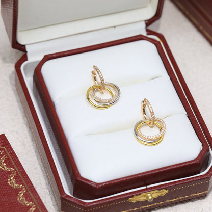 [Love Lucky]TRINITY HALF DIAMOND  EARRINGS