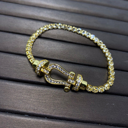 [Love Lucky]BRACELET TENNIS DIAMANT FER À CHEVAL FORCE